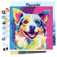 Carica l&#39;immagine nel visualizzatore di Gallery, Mini Kit da Dipingere con i Numeri 20x20cm con cornice Cane Pop Art Astratto