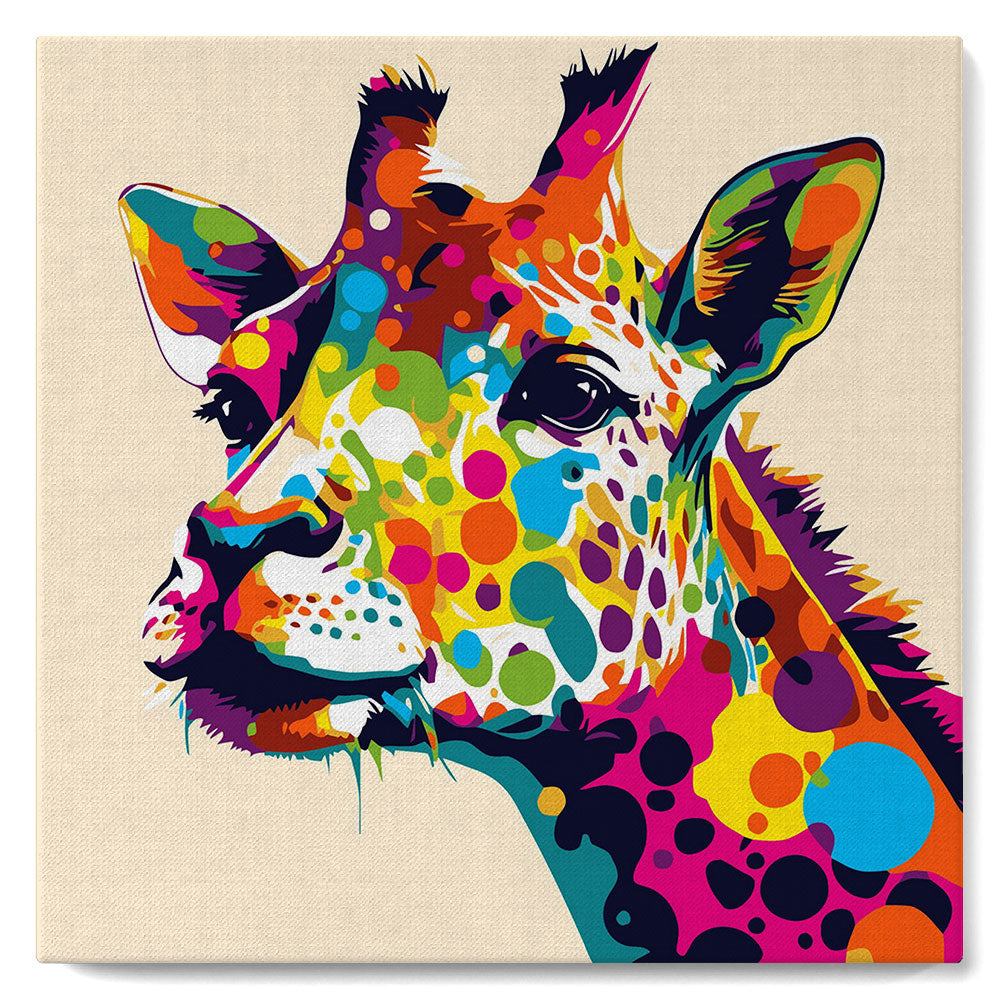 Mini Kit da Dipingere con i Numeri con cornice Giraffa Pop Art Astratta