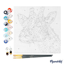 Carica l&#39;immagine nel visualizzatore di Gallery, Mini Kit da Dipingere con i Numeri 20x20cm con cornice Giraffa Pop Art Astratta