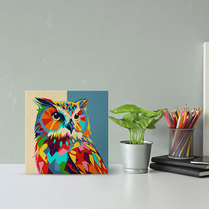 Mini Kit da Dipingere con i Numeri 20x20cm con cornice Gufo Pop Art Astratto