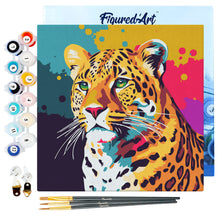 Carica l&#39;immagine nel visualizzatore di Gallery, Mini Kit da Dipingere con i Numeri 20x20cm con cornice Leopardo Pop Art Astratto