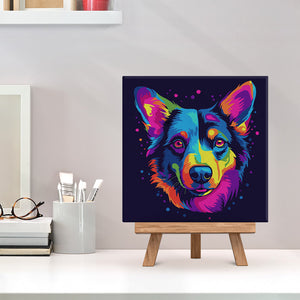 Mini Kit da Dipingere con i Numeri 20x20cm con cornice Cane Fluo Pop Art Astratto