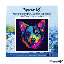Carica l&#39;immagine nel visualizzatore di Gallery, Mini Kit da Dipingere con i Numeri 20x20cm con cornice Cane Fluo Pop Art Astratto
