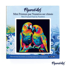 Carica l&#39;immagine nel visualizzatore di Gallery, Mini Kit da Dipingere con i Numeri 20x20cm con cornice Pappagalli Pop Art Astratti