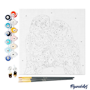 Mini Kit da Dipingere con i Numeri 20x20cm con cornice Pappagalli Pop Art Astratti