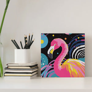 Mini Kit da Dipingere con i Numeri 20x20cm con cornice Fenicottero Pop Art Astratto