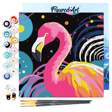 Carica l&#39;immagine nel visualizzatore di Gallery, Mini Kit da Dipingere con i Numeri 20x20cm con cornice Fenicottero Pop Art Astratto