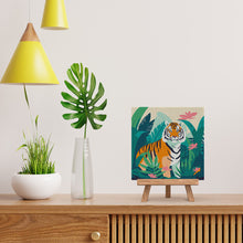 Carica l&#39;immagine nel visualizzatore di Gallery, Mini Kit da Dipingere con i Numeri 20x20cm con cornice Tigre del Bengala Tropicale