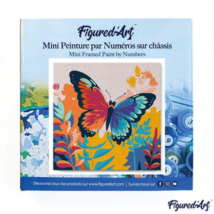 Mini Kit da Dipingere con i Numeri 20x20cm con cornice Farfalla Tropicale