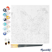 Carica l&#39;immagine nel visualizzatore di Gallery, Mini Kit da Dipingere con i Numeri 20x20cm con cornice Farfalla Tropicale