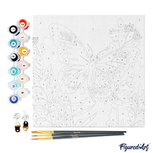 Mini Kit da Dipingere con i Numeri 20x20cm con cornice Farfalla Tropicale