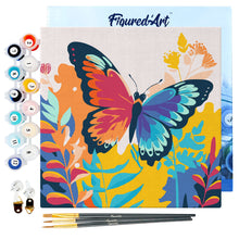 Carica l&#39;immagine nel visualizzatore di Gallery, Mini Kit da Dipingere con i Numeri 20x20cm con cornice Farfalla Tropicale
