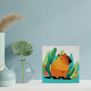 Mini Kit da Dipingere con i Numeri 20x20cm con cornice Capibara Tropicale
