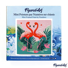 Carica l&#39;immagine nel visualizzatore di Gallery, Mini Kit da Dipingere con i Numeri 20x20cm con cornice Fenicotteri Tropicali