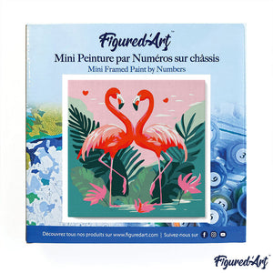 Mini Kit da Dipingere con i Numeri 20x20cm con cornice Fenicotteri Tropicali