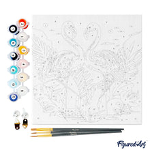 Carica l&#39;immagine nel visualizzatore di Gallery, Mini Kit da Dipingere con i Numeri 20x20cm con cornice Fenicotteri Tropicali