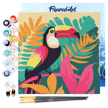 Carica l&#39;immagine nel visualizzatore di Gallery, Mini Kit da Dipingere con i Numeri 20x20cm con cornice Tucano Tropicale