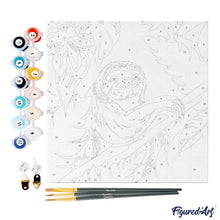 Carica l&#39;immagine nel visualizzatore di Gallery, Mini Kit da Dipingere con i Numeri 20x20cm con cornice Bradipo Tropicale