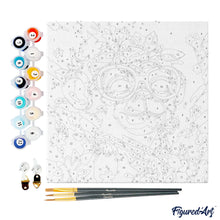 Carica l&#39;immagine nel visualizzatore di Gallery, Mini Kit da Dipingere con i Numeri 20x20cm con cornice Scimmia Fantasy con Fiori