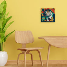 Carica l&#39;immagine nel visualizzatore di Gallery, Mini Kit da Dipingere con i Numeri 20x20cm con cornice Tigre Astratta Stile Art-Deco