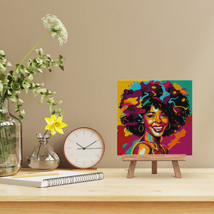 Mini Kit da Dipingere con i Numeri 20x20cm con cornice Donna Afroamericana Pop Art