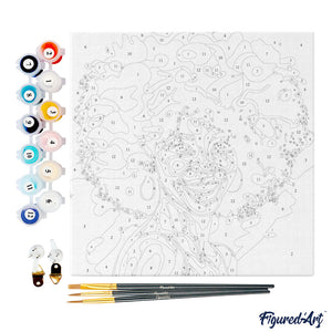 Mini Kit da Dipingere con i Numeri 20x20cm con cornice Donna Afroamericana Pop Art