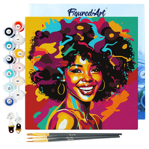 Mini Kit da Dipingere con i Numeri 20x20cm con cornice Donna Afroamericana Pop Art