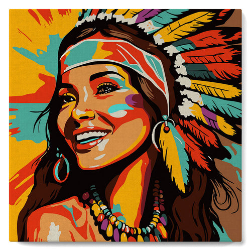 Mini Kit da Dipingere con i Numeri con cornice Nativa d'America Pop Art