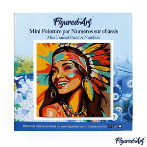 Mini Kit da Dipingere con i Numeri 20x20cm con cornice Nativa d'America Pop Art