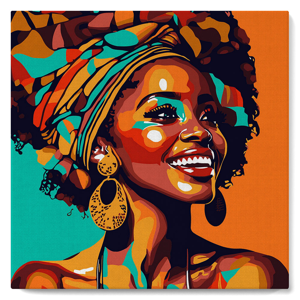 Mini Kit da Dipingere con i Numeri con cornice Regina Africana Pop Art
