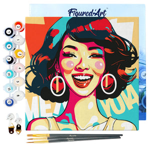 Mini Kit da Dipingere con i Numeri 20x20cm con cornice Donna Affascinante Pop Art