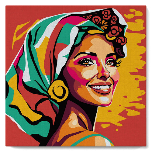 Mini Kit da Dipingere con i Numeri con cornice Donna Esotica Pop Art