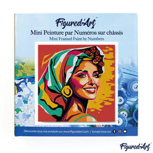 Carica l&#39;immagine nel visualizzatore di Gallery, Mini Kit da Dipingere con i Numeri 20x20cm con cornice Donna Esotica Pop Art
