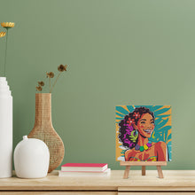 Carica l&#39;immagine nel visualizzatore di Gallery, Mini Kit da Dipingere con i Numeri 20x20cm con cornice Donna dell&#39;Isola Pop Art