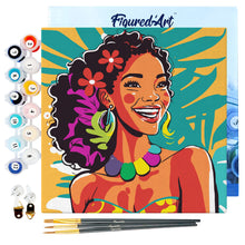 Carica l&#39;immagine nel visualizzatore di Gallery, Mini Kit da Dipingere con i Numeri 20x20cm con cornice Donna dell&#39;Isola Pop Art