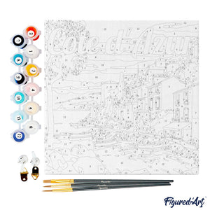 Mini Kit da Dipingere con i Numeri 20x20cm con cornice Costa Azzurra