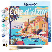 Carica l&#39;immagine nel visualizzatore di Gallery, Mini Kit da Dipingere con i Numeri 20x20cm con cornice Costa Azzurra