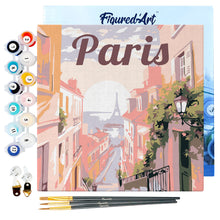Carica l&#39;immagine nel visualizzatore di Gallery, Mini Kit da Dipingere con i Numeri 20x20cm con cornice Parigi
