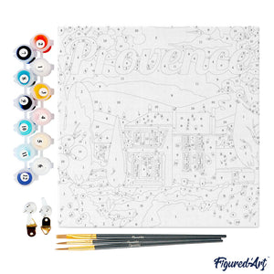 Mini Kit da Dipingere con i Numeri 20x20cm con cornice Autunno in Provenza