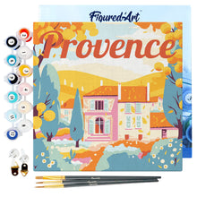 Carica l&#39;immagine nel visualizzatore di Gallery, Mini Kit da Dipingere con i Numeri 20x20cm con cornice Autunno in Provenza