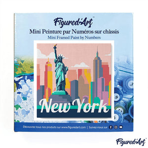 Mini Kit da Dipingere con i Numeri 20x20cm con cornice Statua della Libertà New York