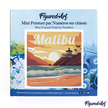 Carica l&#39;immagine nel visualizzatore di Gallery, Mini Kit da Dipingere con i Numeri 20x20cm con cornice Spiaggia di Malibu