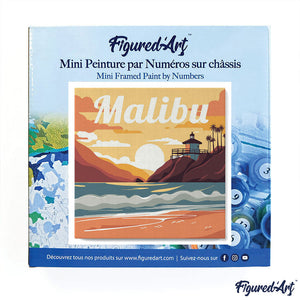 Mini Kit da Dipingere con i Numeri 20x20cm con cornice Spiaggia di Malibu