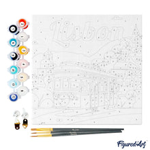 Carica l&#39;immagine nel visualizzatore di Gallery, Mini Kit da Dipingere con i Numeri 20x20cm con cornice Lisbona