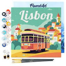 Carica l&#39;immagine nel visualizzatore di Gallery, Mini Kit da Dipingere con i Numeri 20x20cm con cornice Lisbona