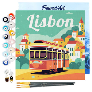 Mini Kit da Dipingere con i Numeri 20x20cm con cornice Lisbona