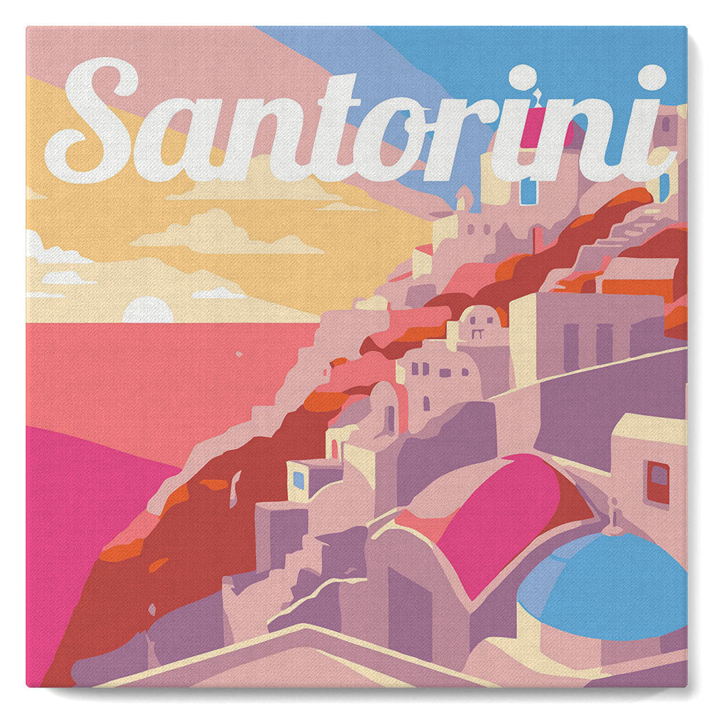 Mini Kit da Dipingere con i Numeri con cornice Tramonto a Santorini
