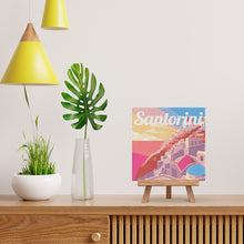Carica l&#39;immagine nel visualizzatore di Gallery, Mini Kit da Dipingere con i Numeri 20x20cm con cornice Tramonto a Santorini