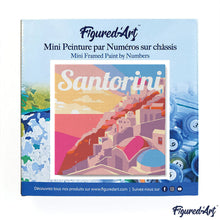 Carica l&#39;immagine nel visualizzatore di Gallery, Mini Kit da Dipingere con i Numeri 20x20cm con cornice Tramonto a Santorini