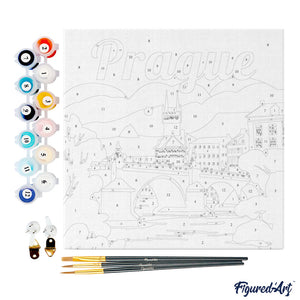 Mini Kit da Dipingere con i Numeri 20x20cm con cornice Praga